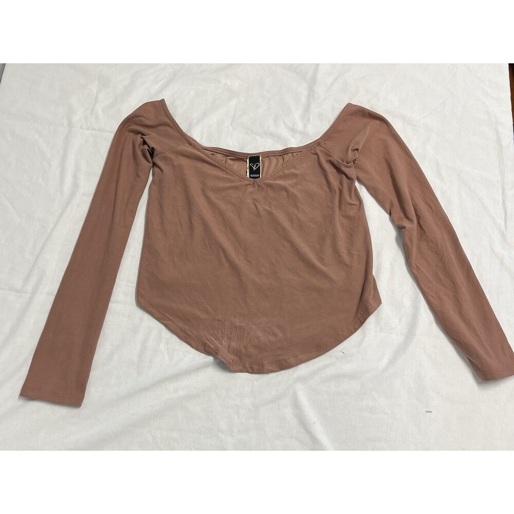 Windsor Women's Brown Off-Shoulder Ruched Cropped Top
